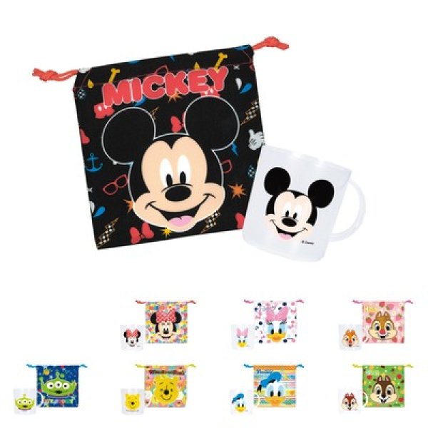 キャラクター顔柄コップ&巾着セットの写真