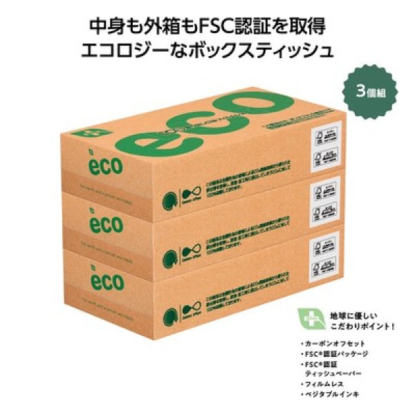 プラスエコBOXティッシュ100W3個組の写真