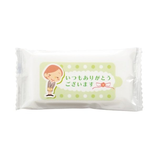 「ありがとう」ミニウェットティッシュ１０枚入　グリーンの写真