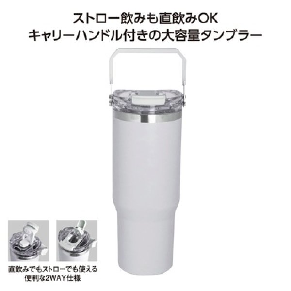 ストロー付２ＷＡＹタンブラー９００ｍｌ　グレーの写真