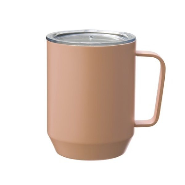 画像2: 蓋付き真空ステンレスマグカップ４００ｍｌ（ピンクグレー） (2)