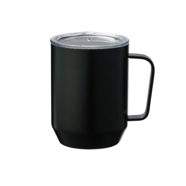 画像2: 蓋付き真空ステンレスマグカップ400ml(ブラック) (2)