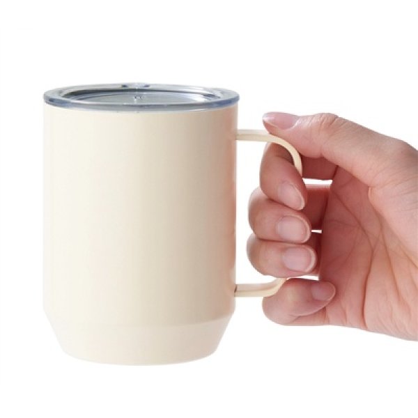 画像4: 蓋付き真空ステンレスマグカップ400ml(オフホワイト) (4)