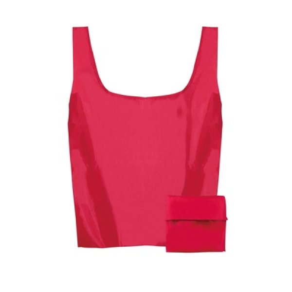 収納袋付きエコバッグ１個（レッド）の写真