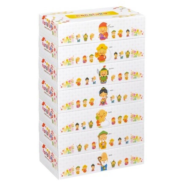 七福神ＢＯＸティッシュ１００Ｗ７個組の写真