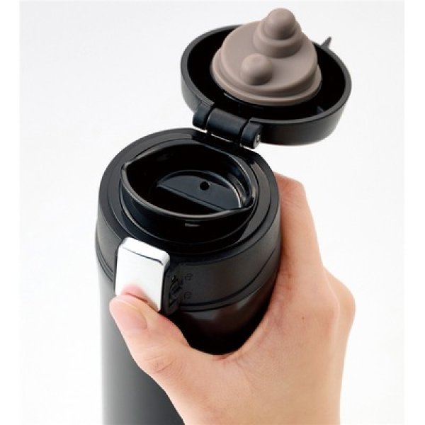 画像3: ワンプッシュ真空ステンレスボトル４５０ｍｌ（ブラック） (3)