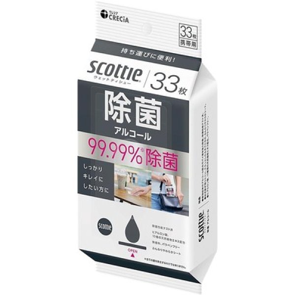 スコッティウェットティシュー除菌アルコール３３枚の写真