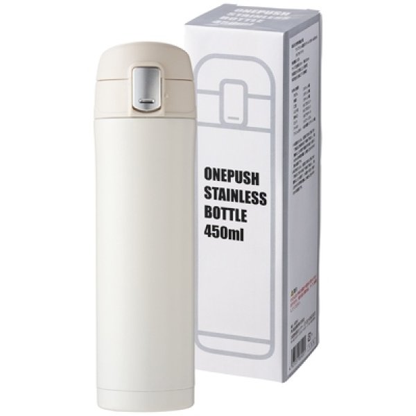 画像2: ワンプッシュ真空ステンレスボトル４５０ｍｌ（オフホワイト） (2)