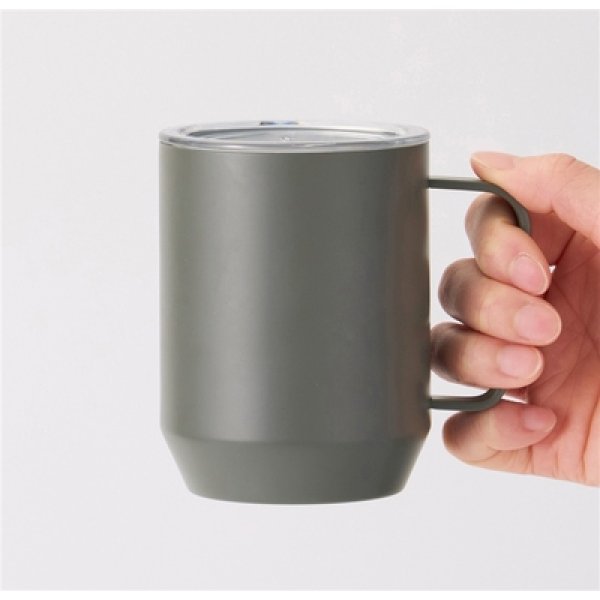 画像3: 蓋付き真空ステンレスマグカップ４００ｍｌ（グレー） (3)